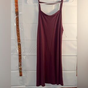 Garage PS, Sleeveless Burgundy Slip Dress - Women's Simple A-Line